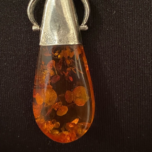 Vintage Turkish Sterling Silver and Amber Necklace - Picture 4 of 9